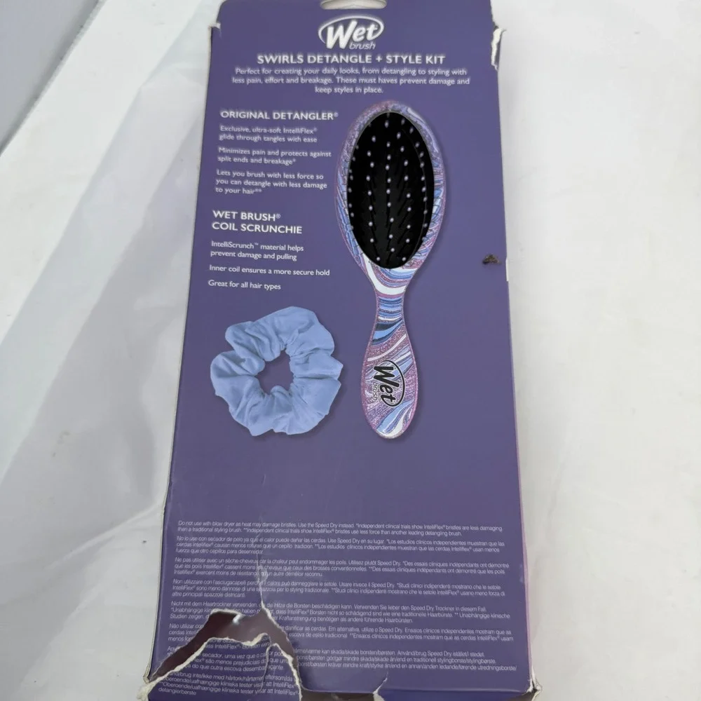 Wet Brush Swirl Style Detangle + Style Kit Purple Blue Marble Glitter ZWRSWRLSTL